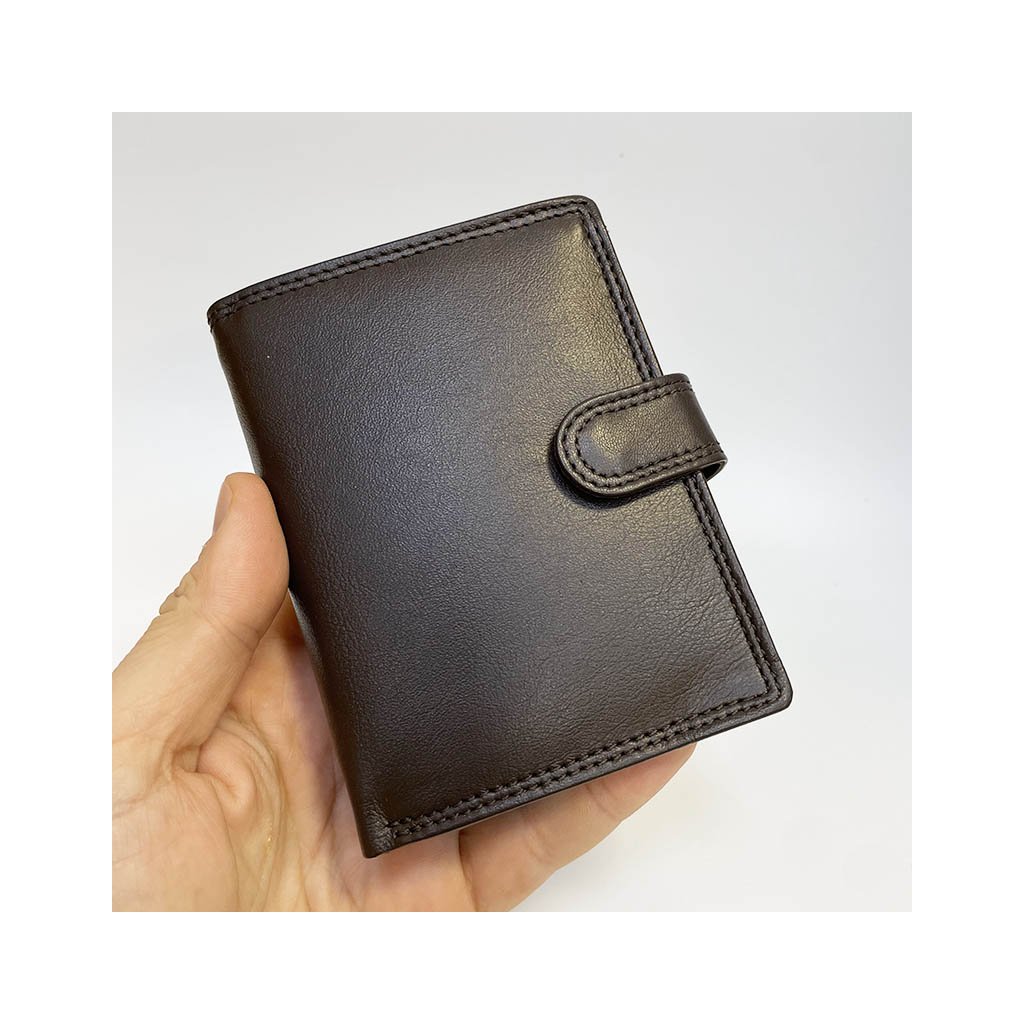 Pánská hnědá kožená peněženka BEORIGINAL Leather s monogramem