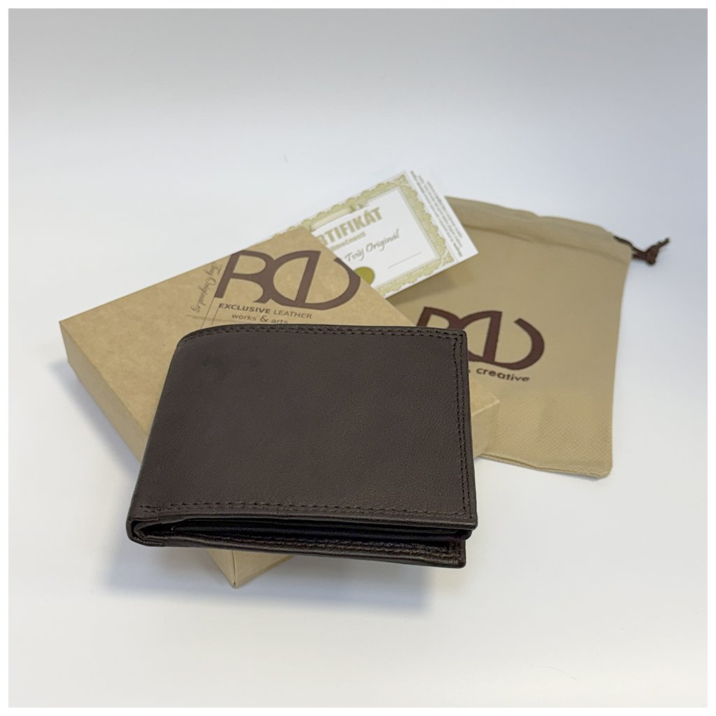 Pánská tmavě hnědá NAPPA kožená peněženka RFID BEORIGINAL Leather s monogramem