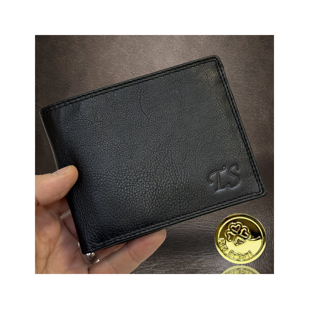 Slim peněženka s mincí a vlastním monogramem zdarma