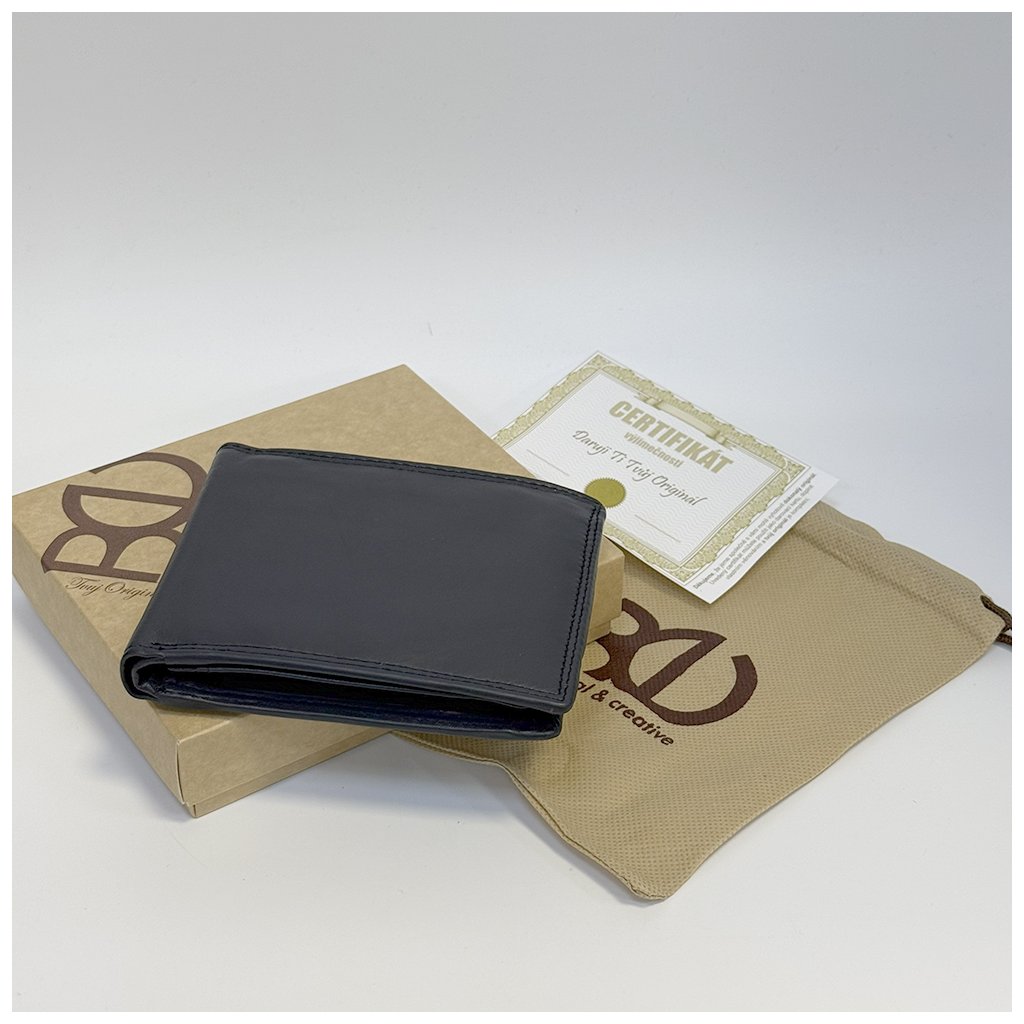 Luxusní kožená peněženka navy modrá s vlastním monogramem