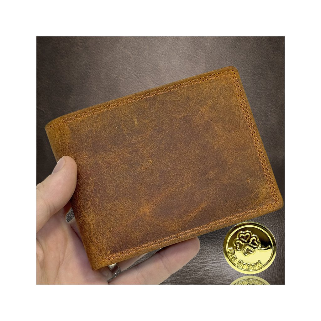 Hnědá cognac peněženka s vlastním monogramem