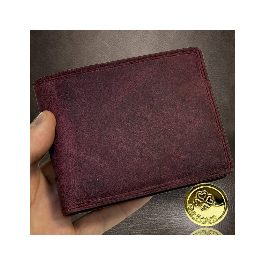 Luxusní vínová peněženka s monogramem, iniciály