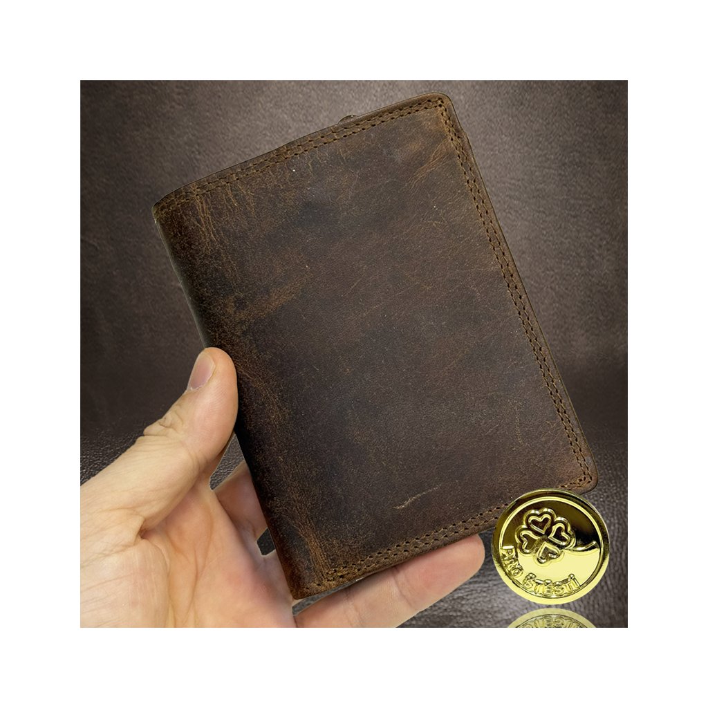 Kožená peněženka tmavě hnědá s vlastním monogramem