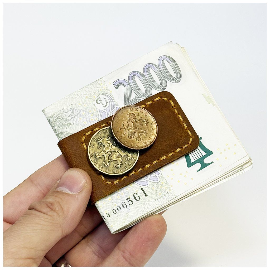 Luxusní personalizovaná kožená spona na peníze