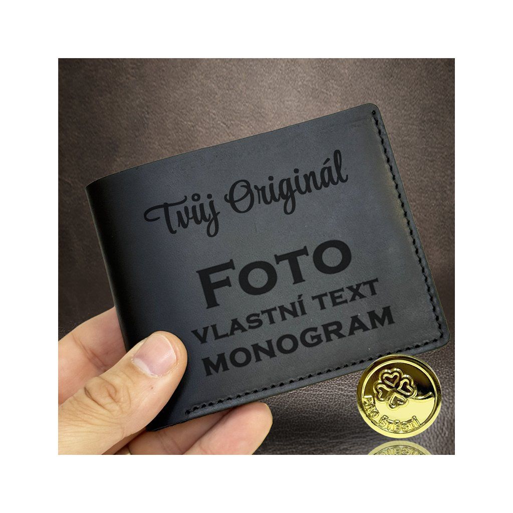 Luxusní kožená slim peněženka MAJESTIQ s vlastní personalizací