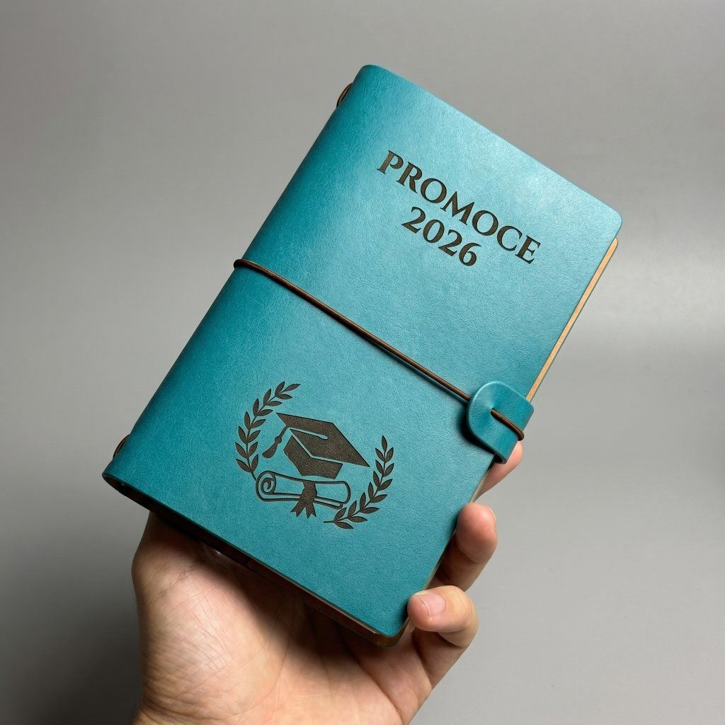 Kožený diář tyrkysový s personalizací