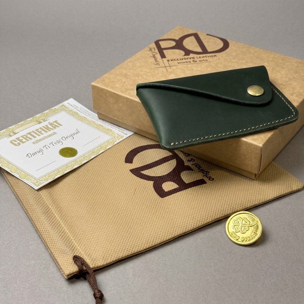 MAJESTIQ POCKET zelená – mini kožená peněženka s vlastním gravírováním