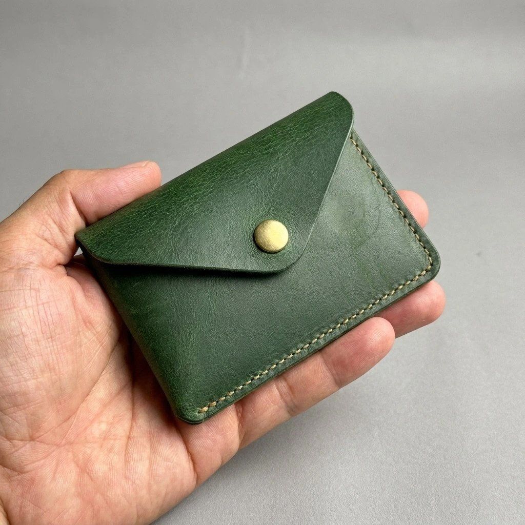 MAJESTIQ POCKET zelená – mini kožená peněženka s vlastním gravírováním