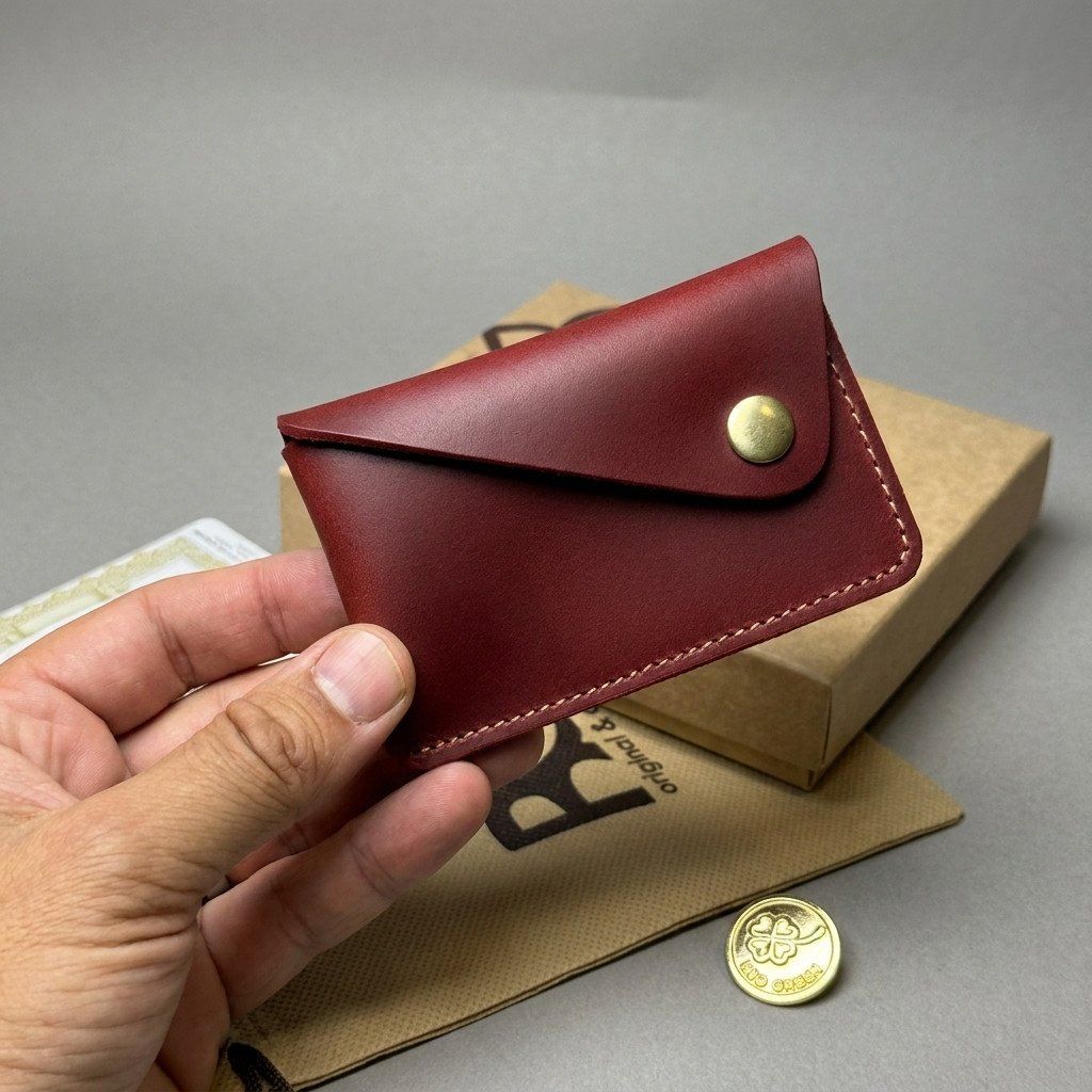 MAJESTIQ POCKET červená – mini kožená peněženka s vlastním gravírováním