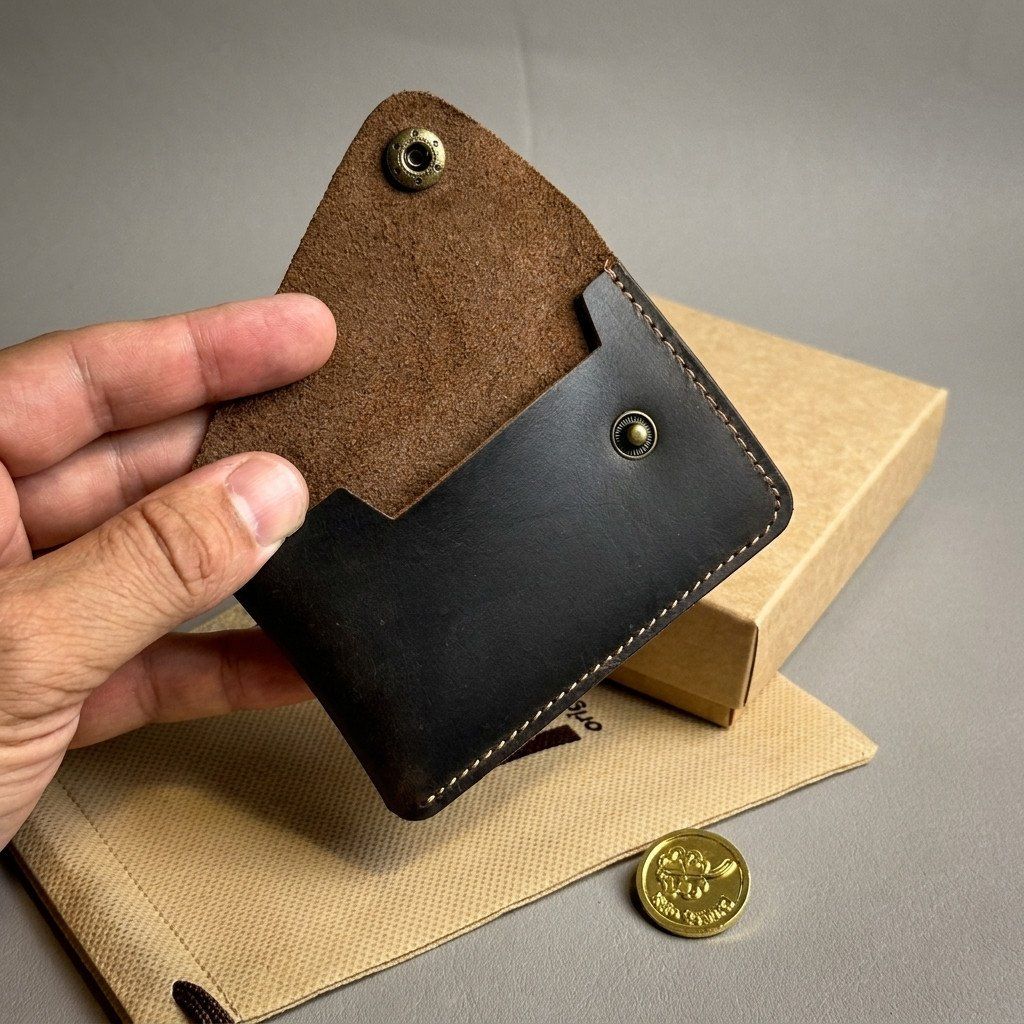 MAJESTIQ POCKET hnědá – mini kožená peněženka s vlastním gravírováním
