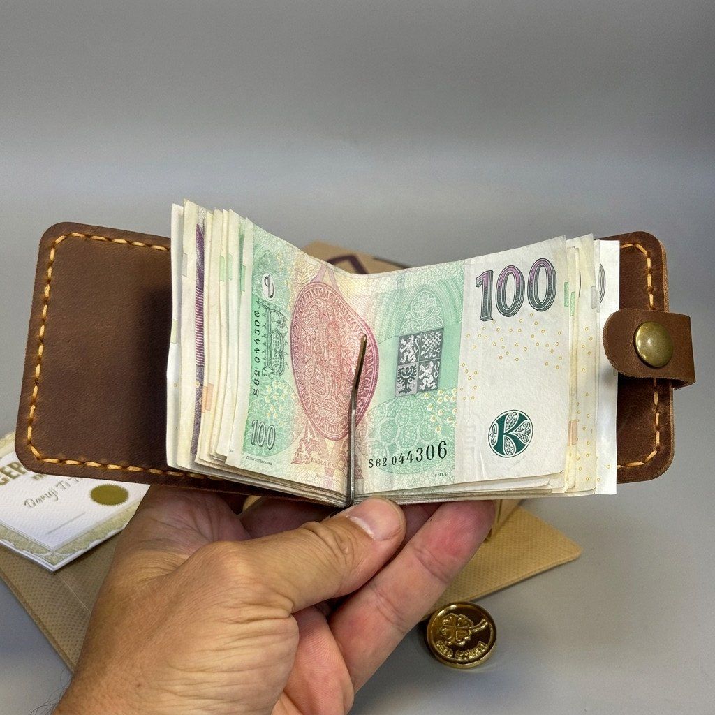 MAJESTIQ dolarovka kožená peněženka s gravírováním