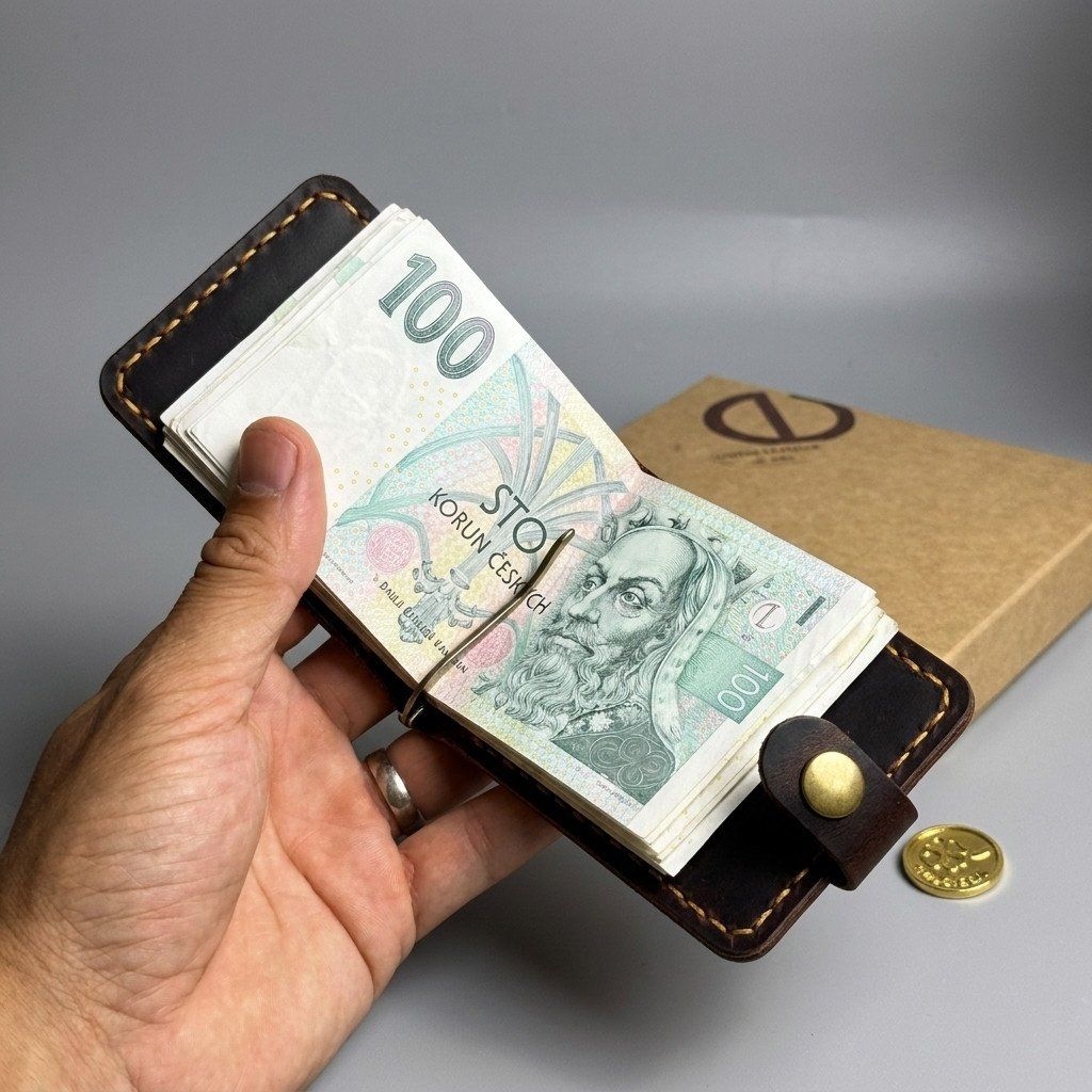 MAJESTIQ dolarovka kožená peněženka s gravírováním